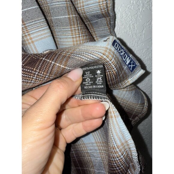 Dixxon Boys Flannel Shirt Size XL Youth Div Plaid Pearl Snap Front Brown Blue R2 - Picture 6 of 8